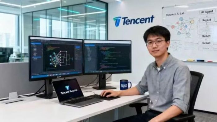 Diêu Thuận Vũ khi mới về gia nhập Tencent năm 2025. Ảnh: Baidu.