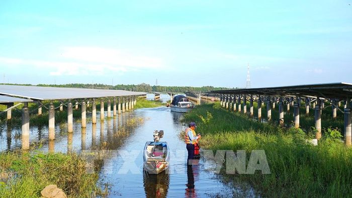 Việc phát triển năng lượng tái tạo tại khu vực bán ngập hồ Dầu Tiếng cần gắn với bảo đảm an toàn nguồn nước và các hoạt động dân sinh. Ảnh: Minh Phú - TTXVN