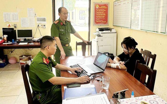 Cơ quan Công an làm việc với Hoàng Thọ Hương. Ảnh: CACC