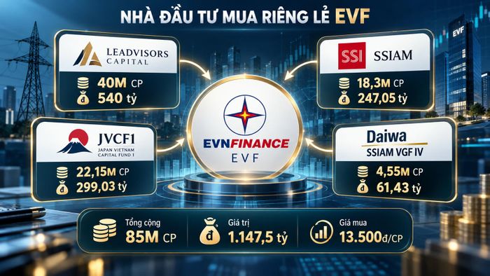 Danh tính 4 nhà đầu tư dự kiến mua 85 triệu cổ phiếu phát hành mới của EVNFinance.