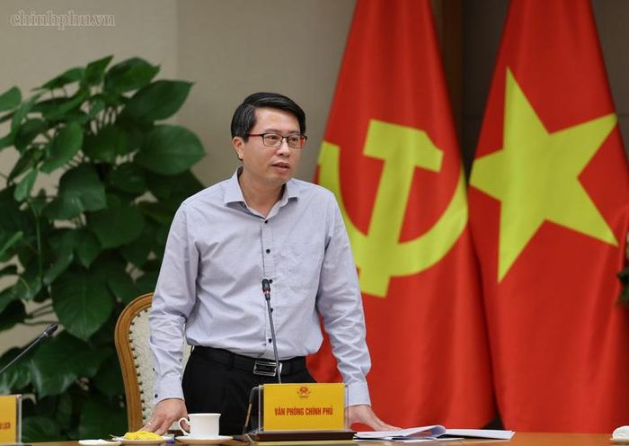 Phó Chủ nhiệm Văn phòng Chính phủ Trần Anh Tiến phát biểu tại cuộc họp - Ảnh: chinhphu.vn/Phương Nguyên