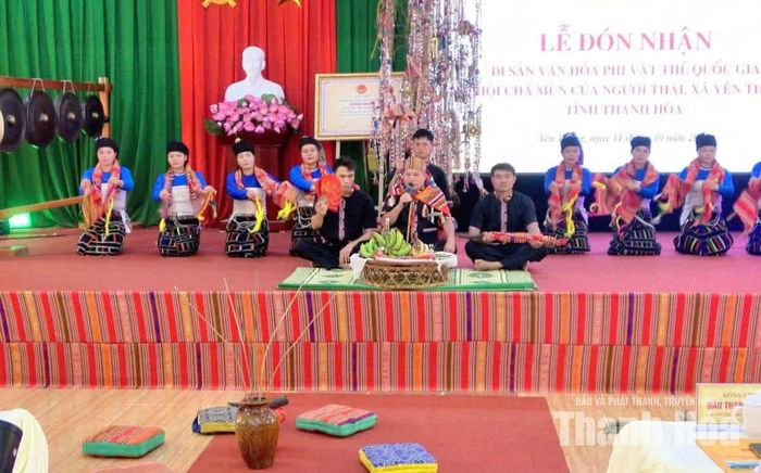 Lễ hội Chá Mùn của người Thái, xã Yên Thắng được tái hiện trong lễ đón nhận Di sản văn hóa phi vật thể quốc gia.