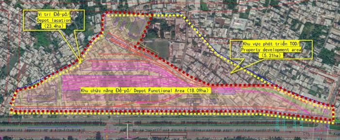 Mặt bằng tổng thể depot Bình Triệu. (Ảnh chụp ĐTM).