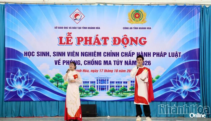 Tiết mục văn nghệ chào mừng Lễ phát động học sinh, sinh viên nghiêm chỉnh chấp hành pháp luật về phòng, chống ma túy năm 2026.