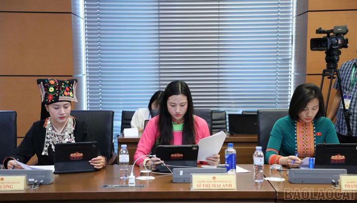 Các đại biểu Quốc hội tỉnh Lào Cai tại thảo luận tổ.