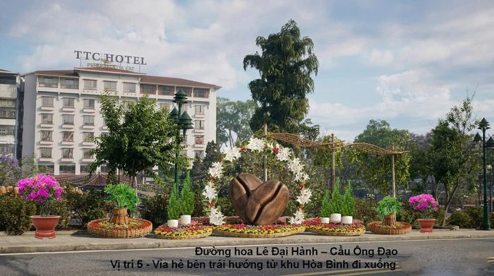 Market phối cảnh không gian hoa khu vực dốc Lê Đại Hành do Công ty Cổ phần Dịch vụ Đô thị Đà Lạt thực hiện.