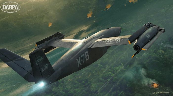 Mẫu thiết kế minh họa của DARPA X-76, một mẫu máy bay thử nghiệm cánh quạt lật (tiltrotor) tốc độ cao. Ảnh: DARPA