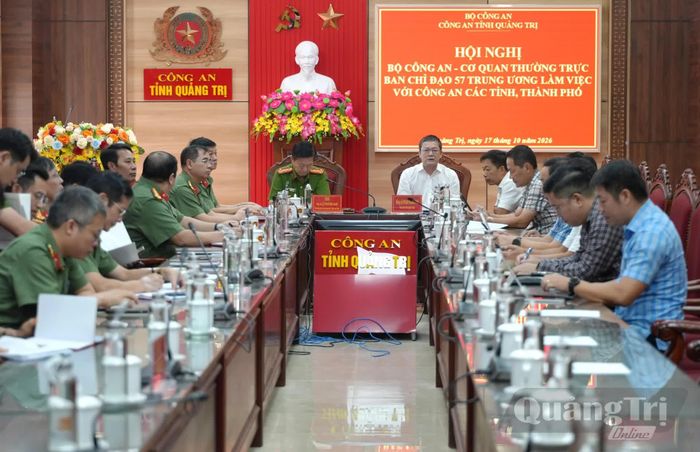 Quang cảnh hội nghị tại điểm cầu Công an tỉnh Quảng Trị - Ảnh: T.Đ