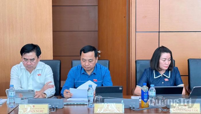 Đại biểu Quốc hội thuộc đoàn tỉnh Quảng Trị tại phiên thảo luận tổ - Ảnh: C.T.V