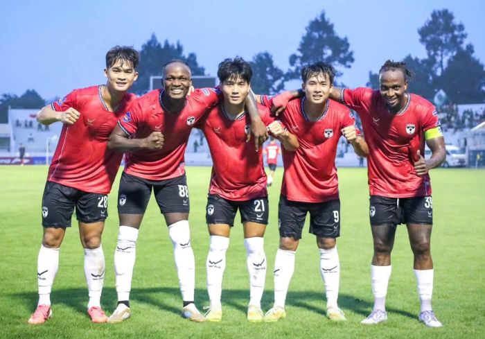 Cầu thủ Thái Nguyên ăn mừng sau chiến thắng trước Bình Minh Sài Gòn. Ảnh: Thái Nguyên FC