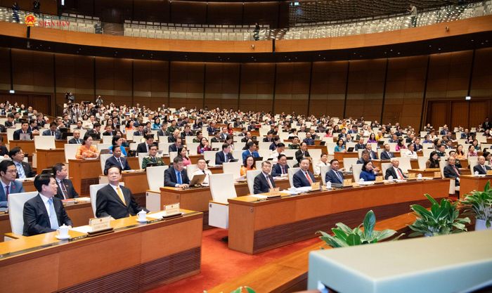 Tổng Bí thư, Chủ tịch nước Tô Lâm; lãnh đạo, nguyên lãnh đạo Đảng, Nhà nước và các đại biểu dự phiên khai mạc Kỳ họp. Ảnh: Lâm Hiển