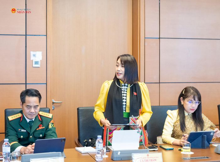 ĐBQH Cà Thị Thắm (Lai Châu) phát biểu. Ảnh: Mạnh Hưng