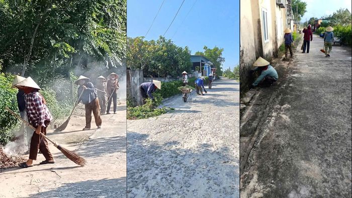 Phụ nữ thôn Thạch Hải tích cực ra quân dọn vệ sinh đường làng, ngõ xóm