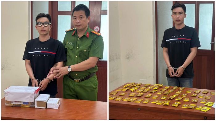 Đối tượng buôn bán ma tuý bị bắt giữ cùng tang vật.