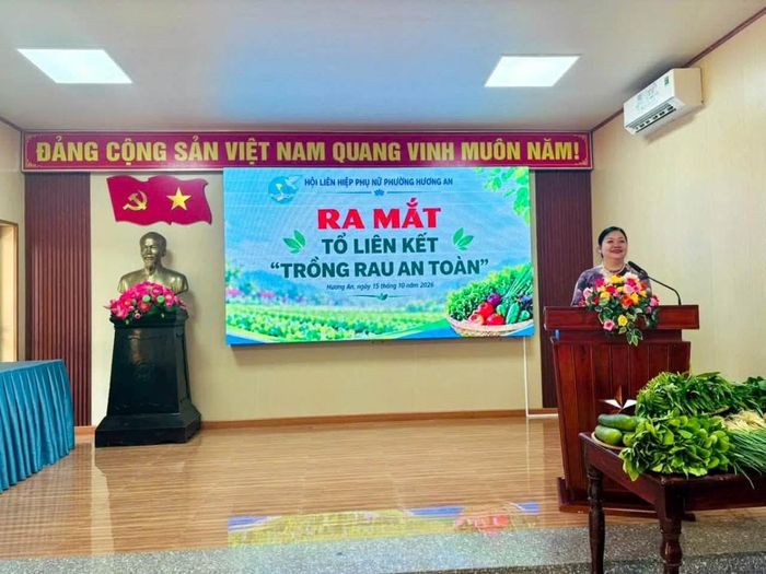 Đồng chí Dương Thị Thu Thủy - Phó Chủ tịch Ủy ban MTTQ Việt Nam thành phố, Chủ tịch Hội LHPN thành phố phát biểu tại buổi lễ ra mắt