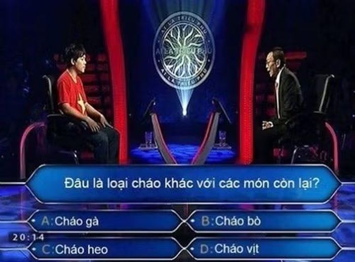 Câu hỏi thú vị về cháo xuất hiện trong chương trình Ai Là Triệu Phú.