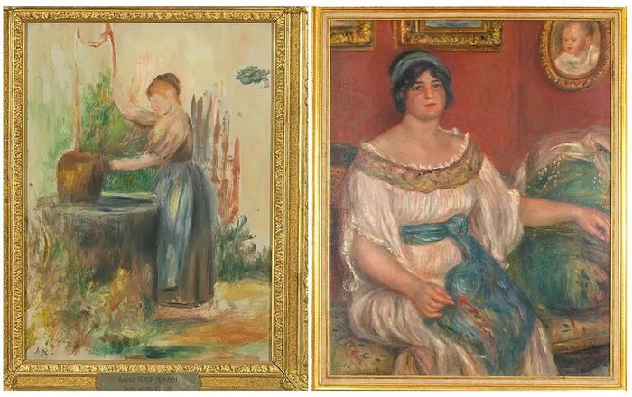Hai bức tranh của Renoir được thu hồi sau vụ trộm tại Bảo tàng Renoir: “Young Woman At The Well” (trái) và “Portrait Of Madame Colonna Romano”