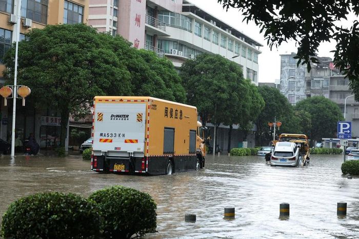 Một tuyến đường bị ngập sau mưa lớn tại tỉnh Phúc Kiến, Trung Quốc, ngày 3/9/2026. Ảnh: THX/TTXVN phát