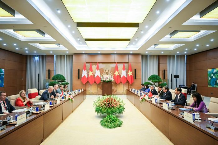 Quang cảnh hội kiến tại Nhà Quốc hội. (Ảnh: DUY LINH)