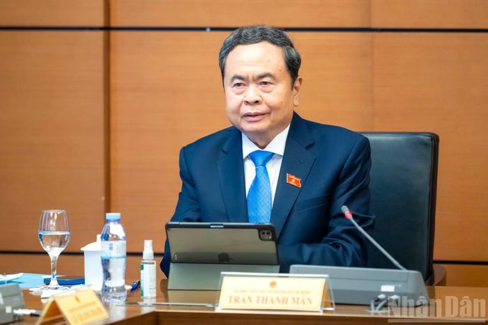 Chủ tịch Quốc hội Trần Thanh Mẫn phát biểu thảo luận tại Tổ 2 (Đoàn đại biểu Quốc hội Thành phố Hồ Chí Minh). (Ảnh: DUY LINH)