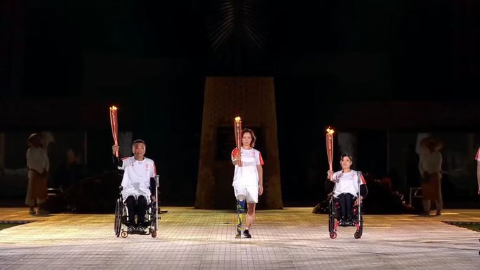 Ngọn lửa được thiết kế bùng lên dần bằng kỹ thuật gắn với nghề gốm truyền thống, biểu trưng cho ý chí, nghị lực và khát vọng vượt qua giới hạn của các vận động viên. (Ảnh: Ban tổ chức)