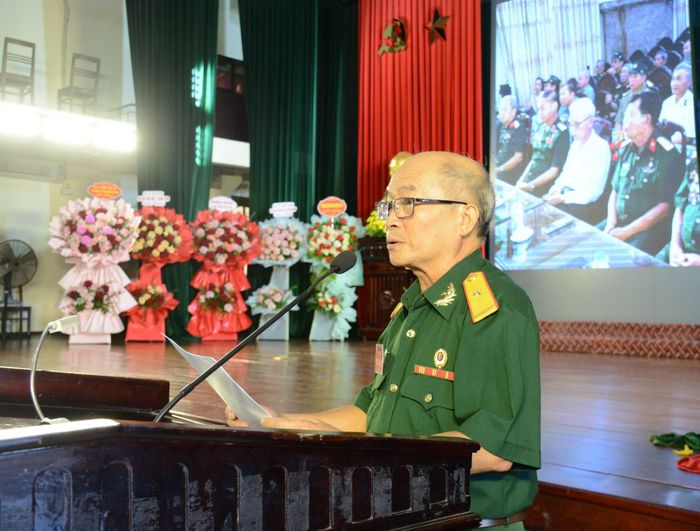  Cựu chiến binh Nguyễn Hải Ưu, Trưởng ban tổ chức chương trình phát biểu tại buổi gặp mặt.
