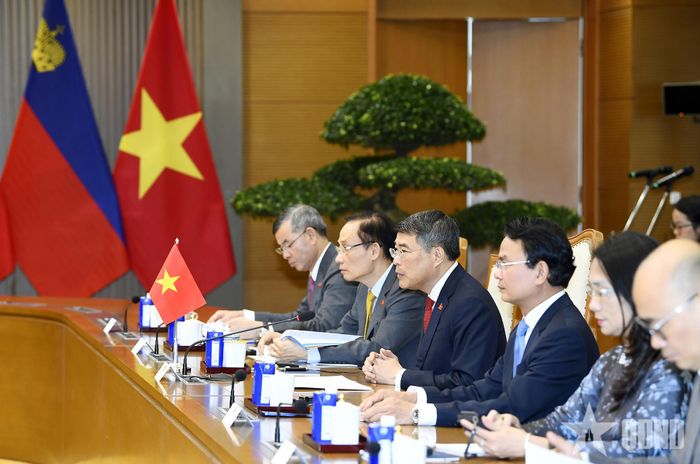  Thủ tướng Lê Minh Hưng và đoàn đại biểu cấp cao Việt Nam tại hội đàm. Ảnh: PHƯƠNG LINH