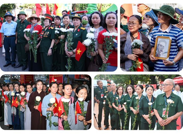 Người lính năm xưa, người dân hôm nay cùng nghiêng mình trước đồng đội, những người anh hùng đã nằm xuống