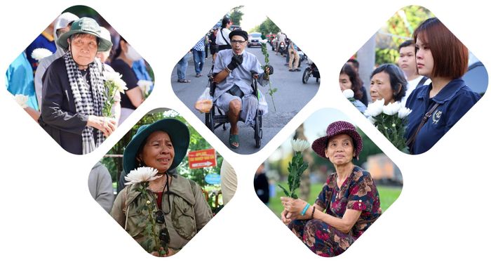 Dù đến từ nhiều tỉnh thành, thuộc nhiều lứa tuổi, ngành nghề, người dân cùng chung một tấm lòng tri ân, thành kính tiễn đưa các anh hùng liệt sĩ