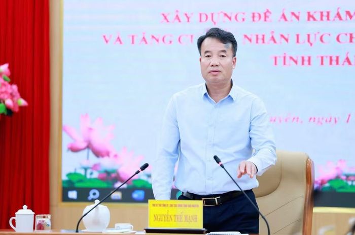 Chủ tịch UBND tỉnh Nguyễn Thế Mạnh phát biểu kết luận hội nghị. Ảnh: thainguyen.gov.vn