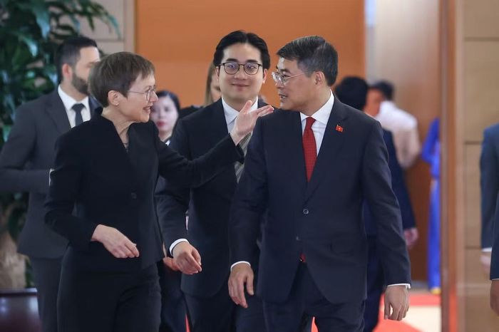 Thủ tướng Lê Minh Hưng và Thủ tướng Liechtenstein Brigitte Haas. Ảnh: Đoàn Bắc.