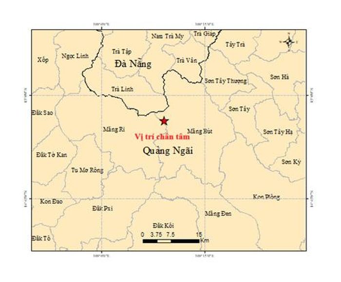 Vị trí trận động đất mới nhất được ghi nhận trong ngày 18/10. (Ảnh: Viện Vật lý địa cầu)
