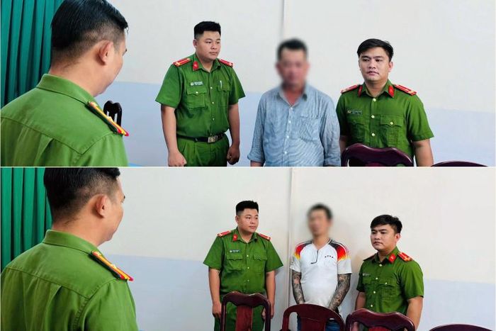 Ông B. và M. tại cơ quan công an. Ảnh: Công an TP Cần Thơ 