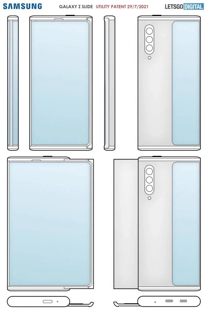 Hình ảnh bằng sáng chế của Samsung Galaxy Z Slide từ năm 2021. Ảnh: LetsGoDigital