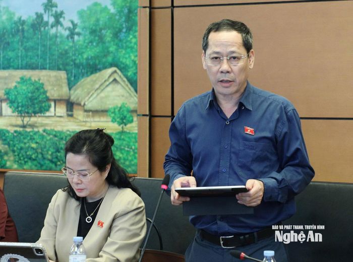 Đại biểu Quốc hội chuyên trách Trần Nhật Minh tham gia thảo luận tổ. Ảnh: Khánh Duy
