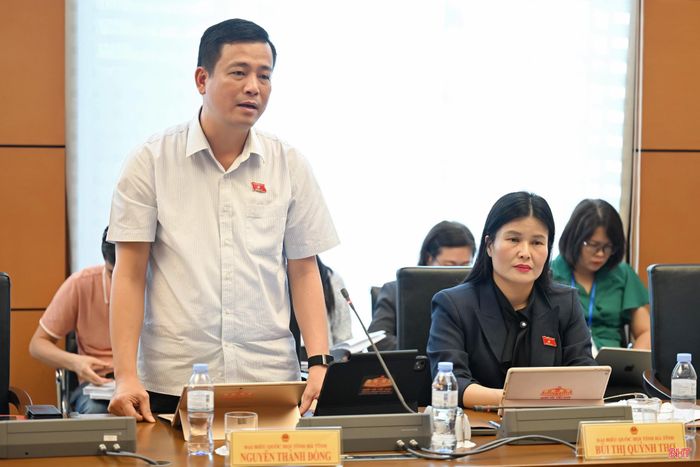 Đại biểu Nguyễn Thành Đồng - Ủy viên BTV Tỉnh ủy, Chủ tịch Ủy ban MTTQ tỉnh Hà Tĩnh phát biểu thảo luận.
