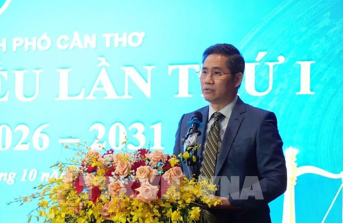 Ông Nguyễn Hải Nam, Phó Chủ tịch Thường trực Liên đoàn Luật sư Việt Nam phát biểu chỉ đạo Đại hội. Ảnh: Thanh Liêm - TTXVN