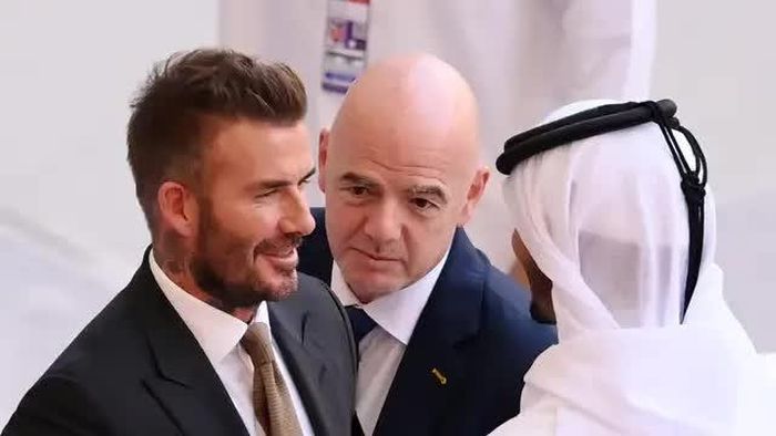 Beckham và Infantino. Ảnh: Getty Images Sport