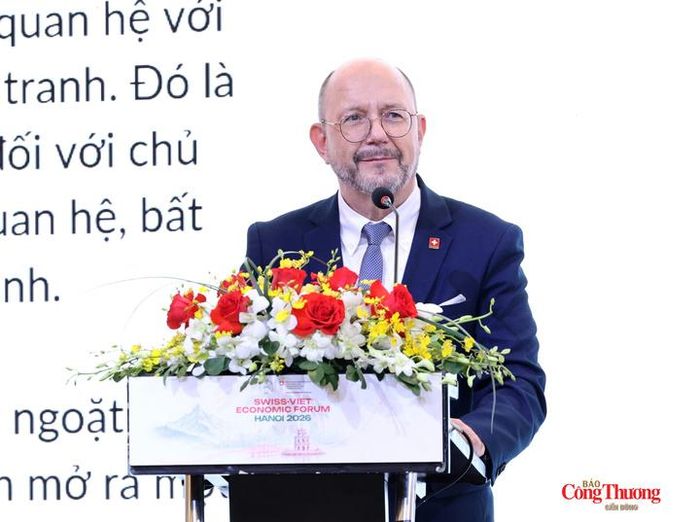 Đại sứ Thụy Sĩ tại Việt Nam Thomas Gass phát biểu.