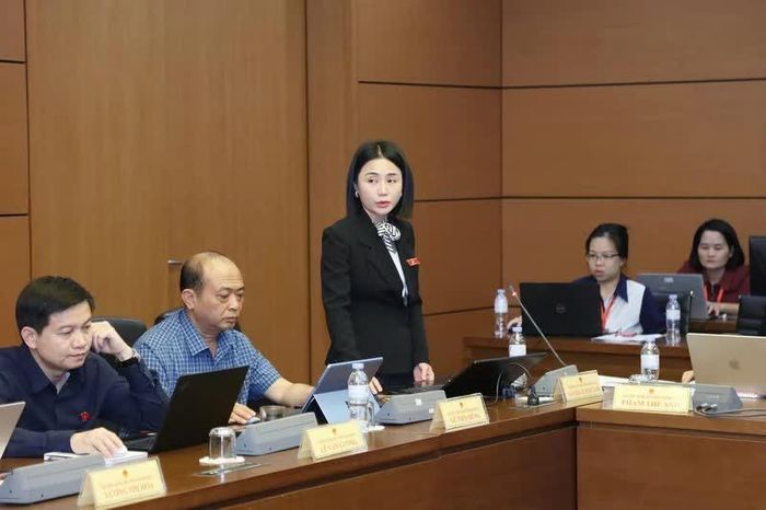Đại biểu Nguyễn Lê Ngọc Linh, Đoàn ĐBQH tỉnh Thanh Hóa phát biểu thảo luận. Ảnh: An Nhiên