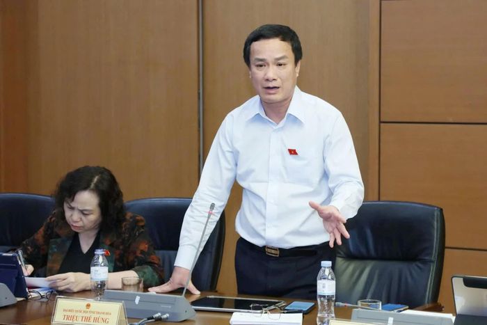 Đại biểu Triệu Thế Hùng, Đoàn ĐBQH tỉnh Thanh Hóa phát biểu thảo luận. Ảnh: An Nhiên