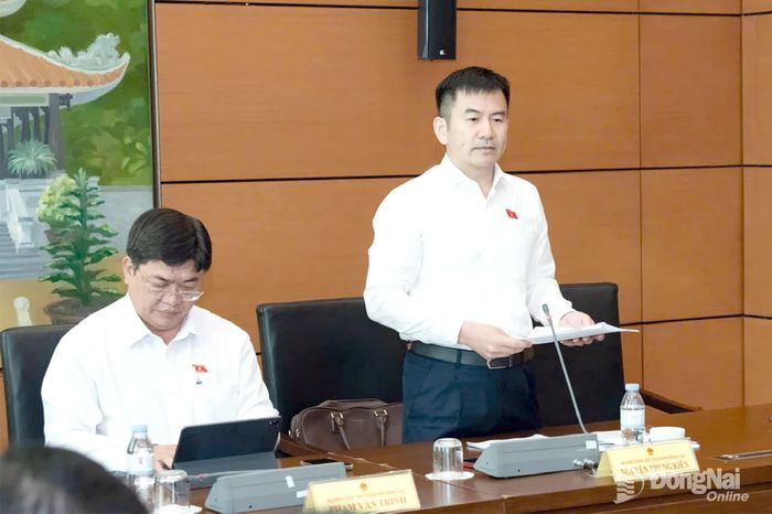 Đại biểu Nguyễn Trung Kiên (Đoàn Đại biểu Quốc hội thành phố Đồng Nai) phát biểu tại phiên thảo luận tổ ngày 18-10. Ảnh: CTV