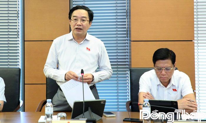 Đại biểu Nguyễn Minh Sơn phát biểu thảo luận. 