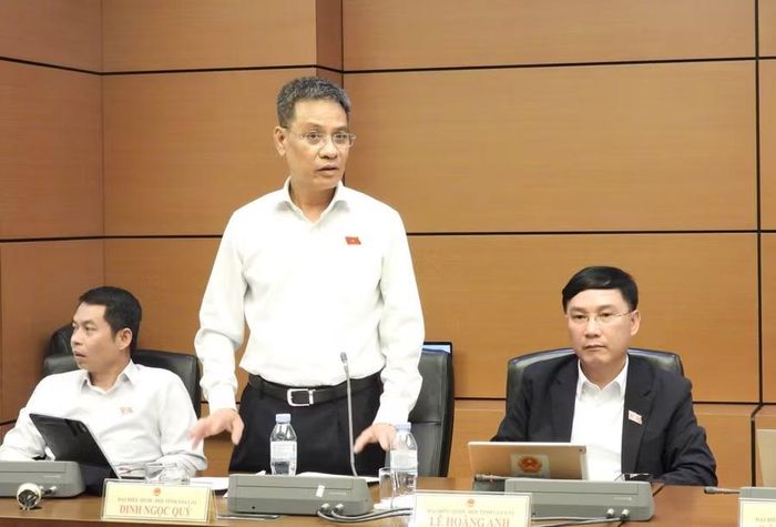  ĐB Đinh Ngọc Quý cho rằng các chính sách về tín dụng, khoa học - công nghệ, đổi mới sáng tạo, chuyển đổi số và tư vấn phát triển doanh nghiệp cần được cụ thể hóa hơn, bảo đảm tính khả thi trong tổ chức thực hiện.. Ảnh: Đoàn ĐBQH tỉnh Gia Lai 