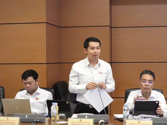  ĐB Phạm Ngọc Lâm đề nghị nghiên cứu tính thời gian miễn thuế từ khi doanh nghiệp có lãi, nhưng không quá 5 năm kể từ ngày đăng ký lần đầu. Ảnh: Đoàn ĐBQH tỉnh Gia Lai 