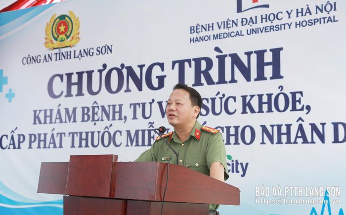 Đại tá Triệu Tuấn Hải, Phó Giám đốc Công an tỉnh phát biểu tại chương trình