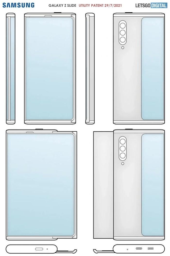 Hình ảnh bằng sáng chế của Samsung Galaxy Z Slide từ năm 2021. Ảnh: LetsGoDigital