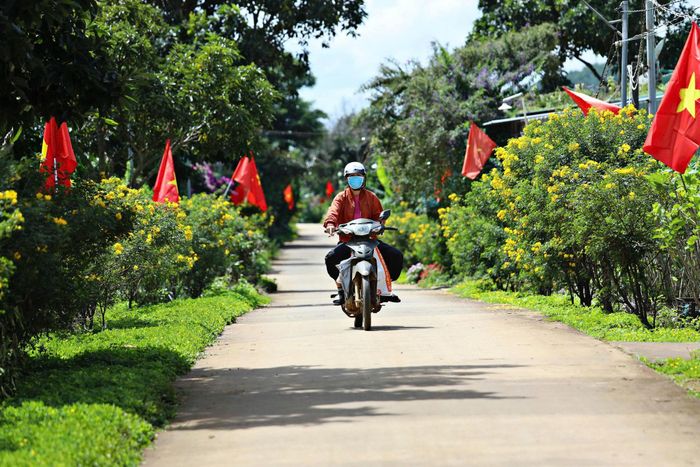 Đường hoa rợp bóng cờ ở thôn Từ Liêm xã Nam Ban Lâm Hà