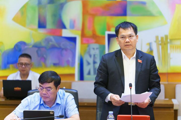 Đại biểu Dương Khắc Mai, Phó trưởng đoàn chuyên trách Đoàn ĐBQH tỉnh Lâm Đồng phát biểu ý kiến tại phiên thảo luận tổ