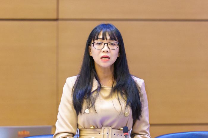 Đại biểu Trịnh Thị Tú Anh, ĐBQH tỉnh Lâm Đồng phát biểu tại phiên thảo luận